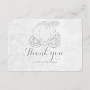 Carte De Remerciements Princesse argentée blanche Carriage Card de