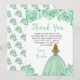 Carte De Remerciements Princesse aux Cheveux Blonds Fleur de Menthe Quinc