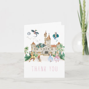 Carte De Remerciements Princesse, Chevalier & Dragons Conte de Fée