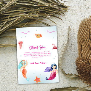 Carte De Remerciements Princesse Rustique Sirène Baby shower de corail oc