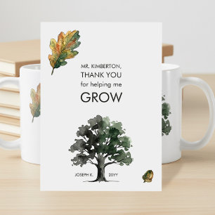 Carte De Remerciements Professeur Arbre en Chêne Aquarelle M'aide à Grand