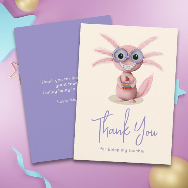 Carte De Remerciements Professeur axolotl mignon  (Créateur téléchargé)