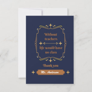 Carte De Remerciements Professeur de classique doré Remerciement