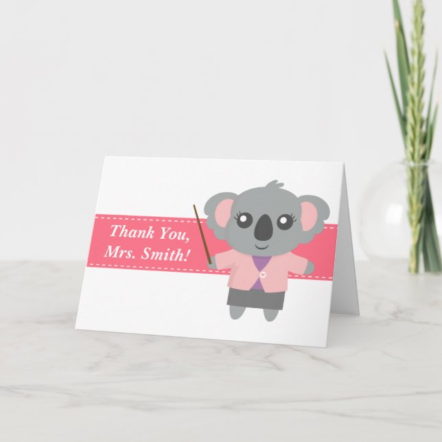 Carte De Remerciements Professeur de Merci, Ours de Cute Koala, Appréciat (Devant)