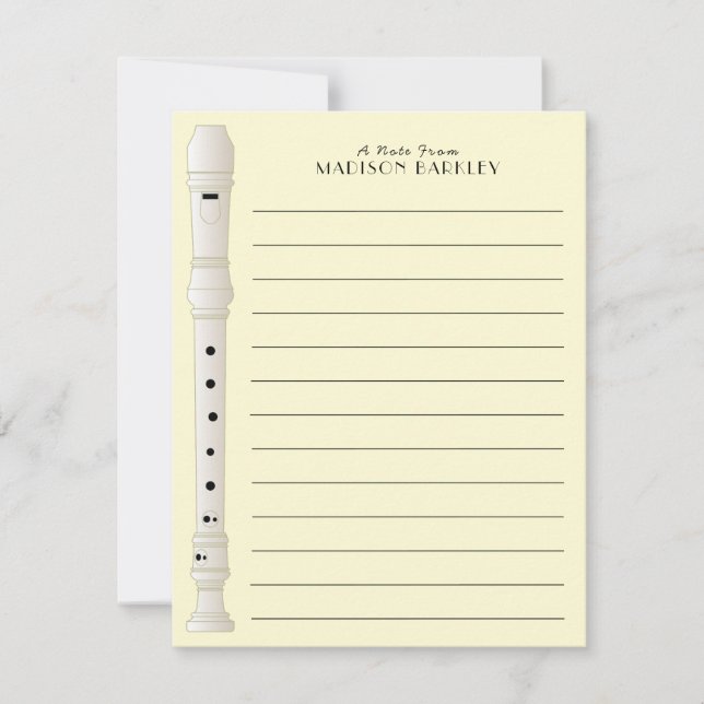 Carte De Remerciements Professeur de musique enregistreuse (Devant)