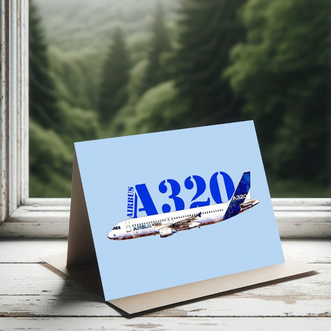 Carte De Remerciements Profil de dessin d'aquarelle d'Airbus A320 (Créateur téléchargé)