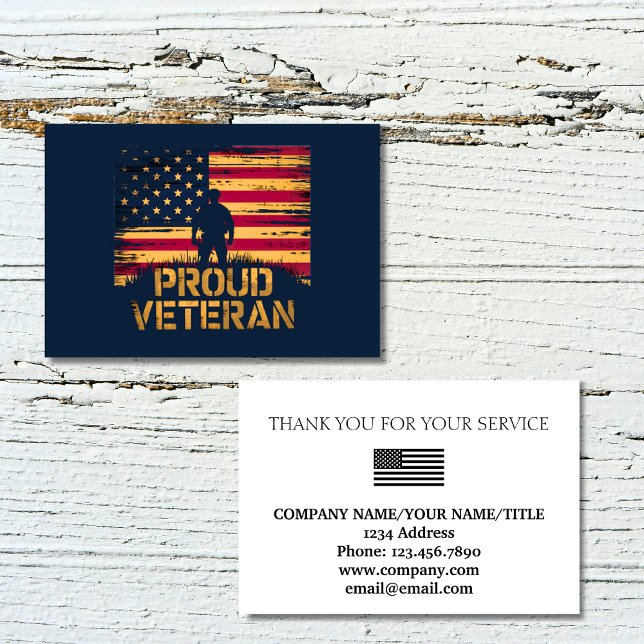 Carte De Remerciements Proud Veteran US Flag Company Thank You (Proud Veteran US Flag Company Thank You Card)