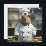 Carte De Remerciements Prouesse en Pâtisserie : Le Capybara Culinaire<br><div class="desc">"Prouesse en Pâtisserie : Le Capybara Culinaire", un charmant capybara porte une veste de chef blanche et un chapeau assorti, il prend le devant de la scène dans une cuisine de pâtisserie. avec son établi orné de pâtisseries colorées, une image de créativité et de charme culinaire se déploie, montrant les...</div>