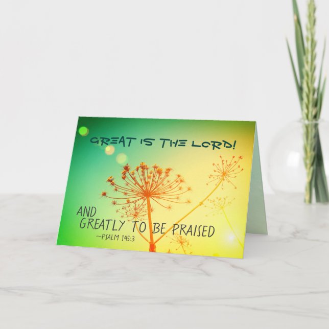 Carte De Remerciements Psaume 145:3 Grand est le Seigneur, Bible Verse (Devant)
