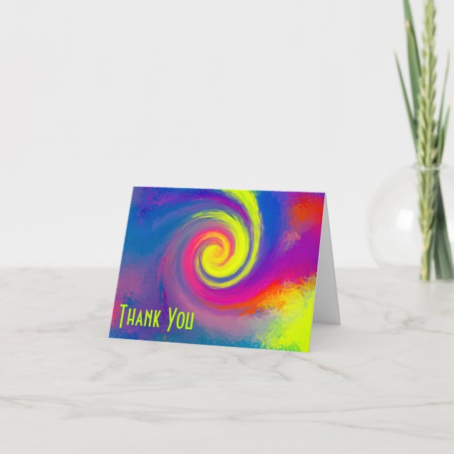 Carte De Remerciements Psychedelic Rainbow Swirl Thank You (Devant)