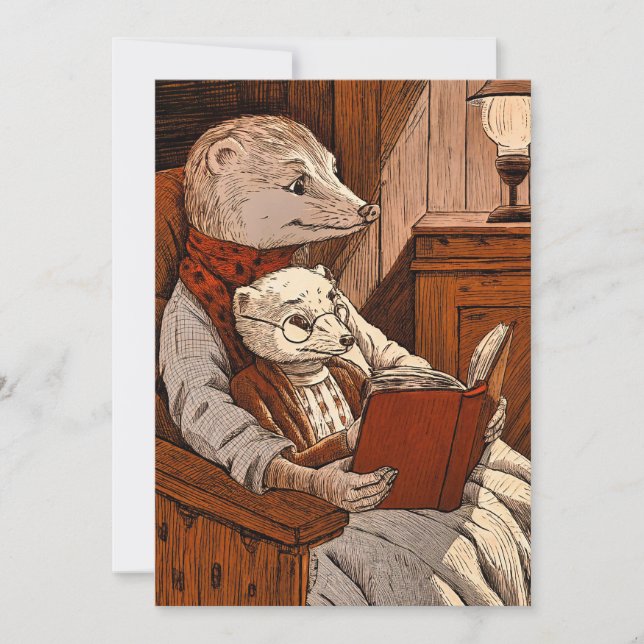 Carte De Remerciements Puces lisant un livre (Devant)