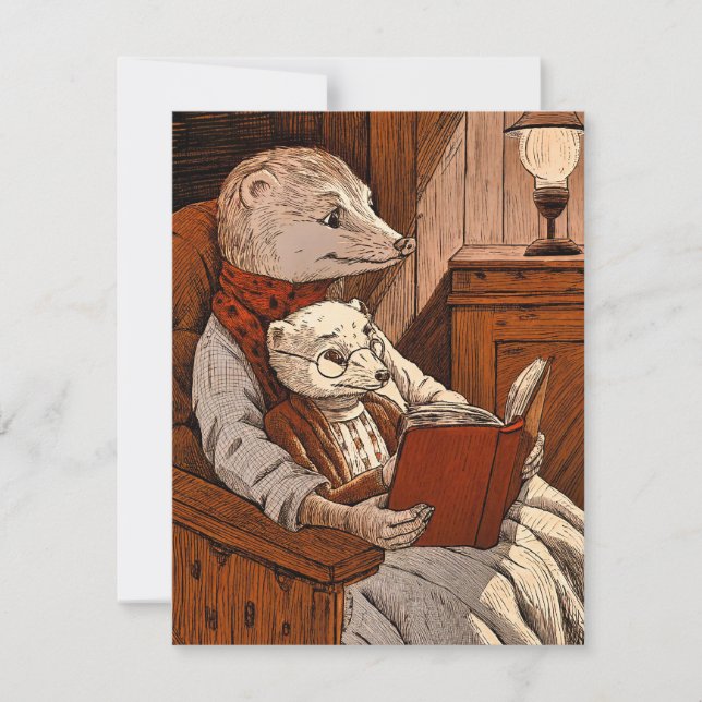 Carte De Remerciements Puces lisant un livre (Devant)