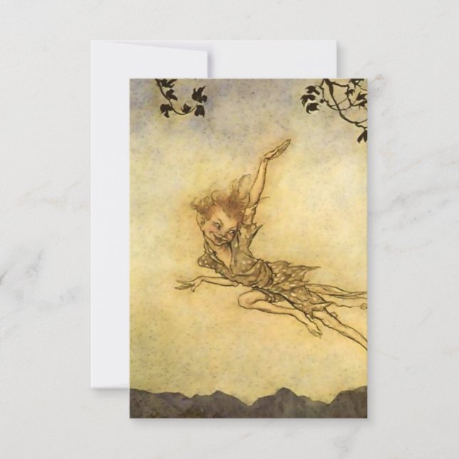 Carte De Remerciements "Puck Flew Through the Air" par Arthur Rackham (Devant)