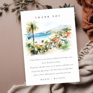 Carte De Remerciements Puerto Vallarta Mexique paysage aquarelle Mariage