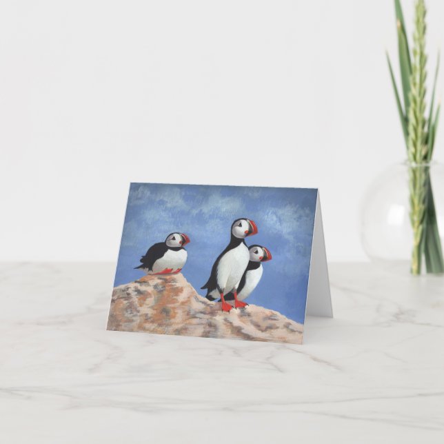 Carte De Remerciements Puffin Trio (Devant)
