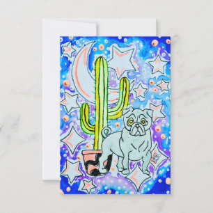 Carte De Remerciements Pug & Cactus
