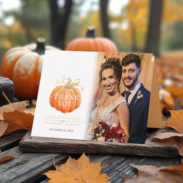 Carte De Remerciements Pumpkin fall wedding photo  (Créateur téléchargé)