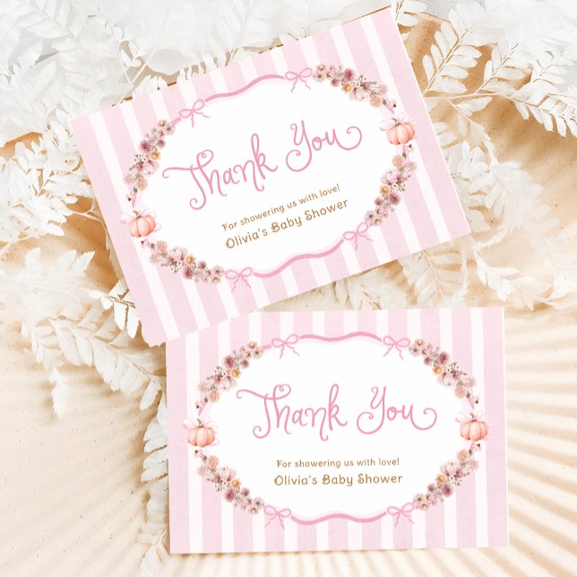 Carte De Remerciements Pumpkin Floral Girl Baby Shower Thank You Card (Créateur téléchargé)