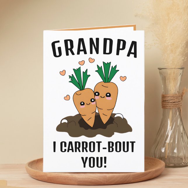 Carte De Remerciements Pun carotté amusant Grand-père Joyeux anniversaire (cute funny carrot birthday card for grandfather)