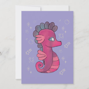 Carte De Remerciements Punky Seahorse Hippocampe Rose Mignon