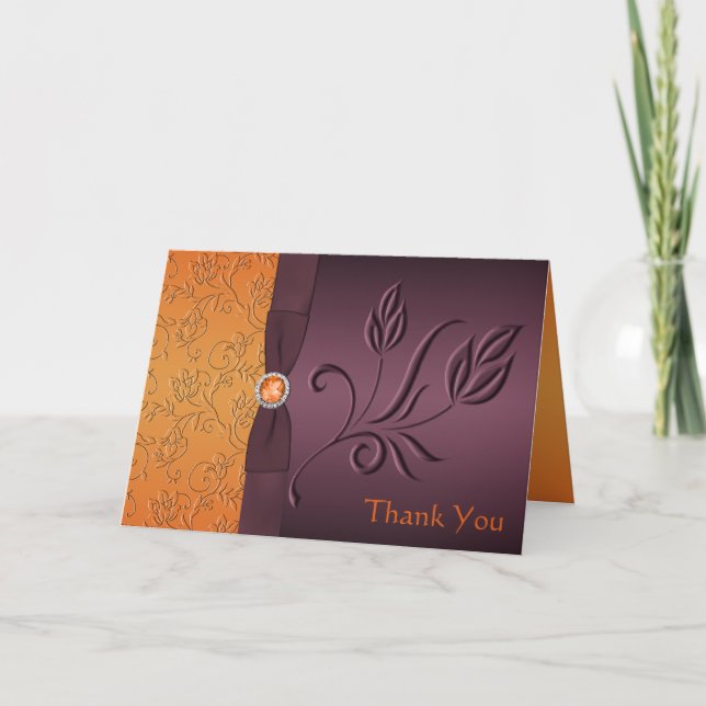 Carte De Remerciements Purple and Tangerine Thank You Card (Devant)