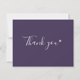 Carte De Remerciements Purple Argent Coeur Chic Script Business