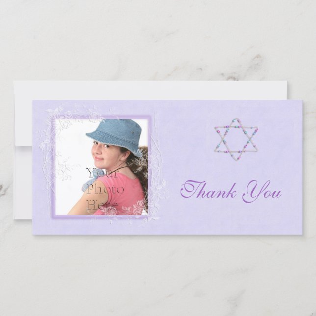 Carte De Remerciements Purple Bat mitzvah (Devant)