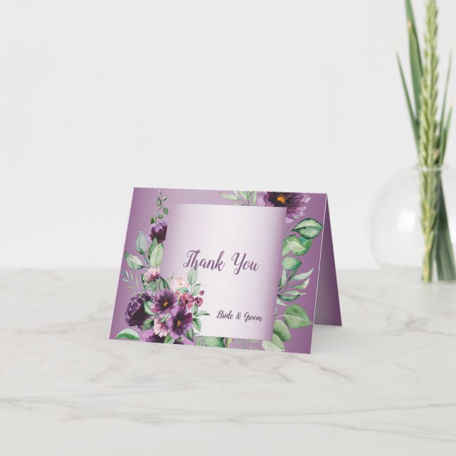 Carte De Remerciements Purple Blush Floral Geometric Greenery (Devant)