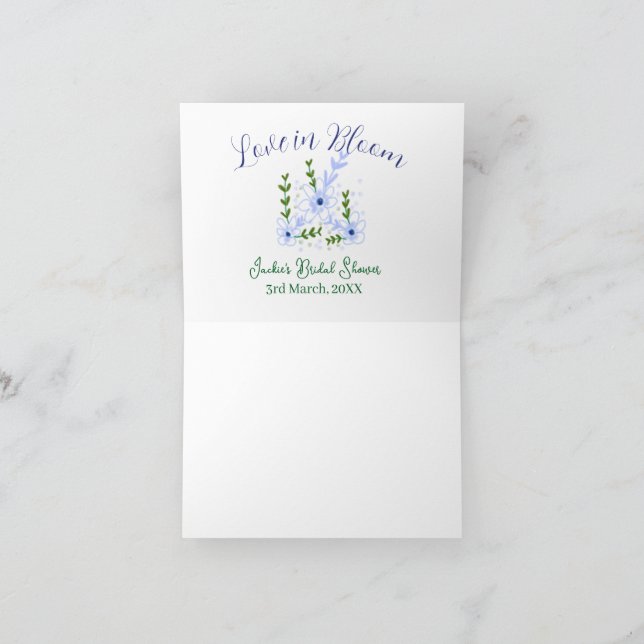 Carte De Remerciements Purple boho love in Bloom bridal shower name retro (Intérieur)