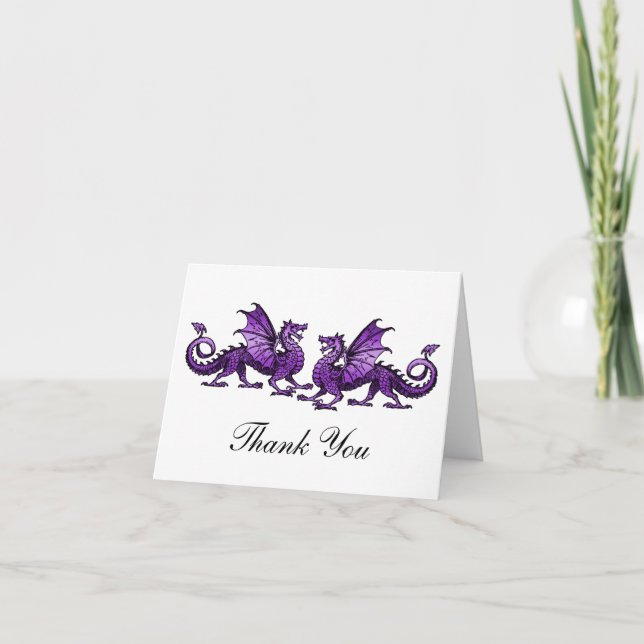 Carte De Remerciements Purple Elegant Dragons Thank You Card (Devant)