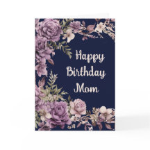 Purple Floral Joyeux voeux d'anniversaire pour mam