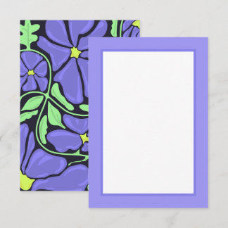 Carte De Remerciements Purple Floral Motif Flat Thank You Card