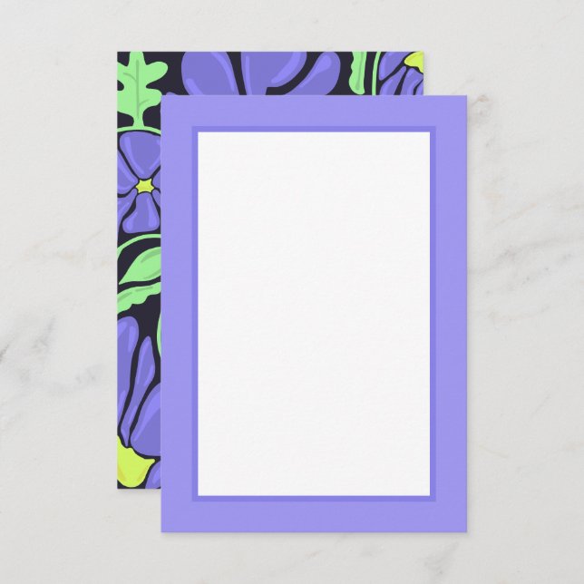 Carte De Remerciements Purple Floral Motif Flat Thank You Card (Devant / Derrière)