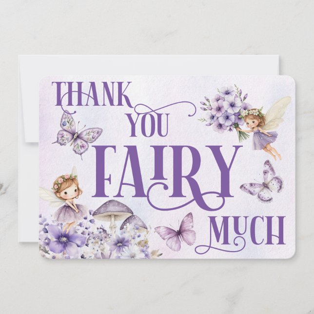 Carte De Remerciements Purple Floral Thank You Fairy Much (Devant)