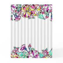 Purple flowers and grey stripes