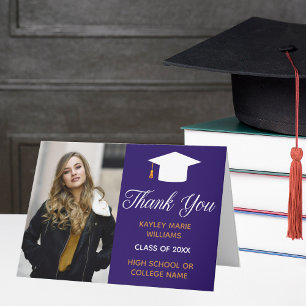 Carte De Remerciements Purple Gold Graduation Photo 2025 Graduate