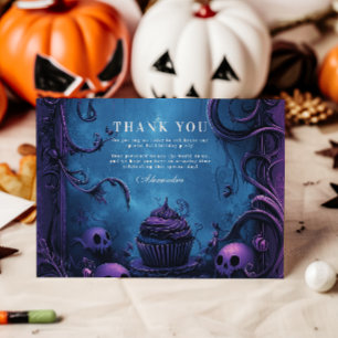 Carte De Remerciements Purple gothique Éffrayant 2e anniversaire Hallowee