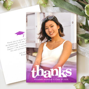 Carte De Remerciements Purple graduation photo audacieuse typographie mod