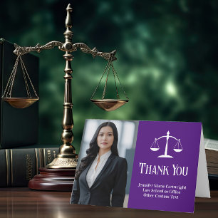 Carte De Remerciements Purple Law School Graduation Photo Custom Lawyer