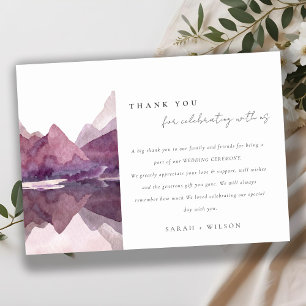 Carte De Remerciements Purple Lilac Watercolor Mariage du lac Mountain