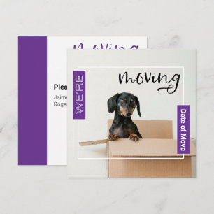 Carte De Remerciements Purple Nous déménageons Dachshund Dog dans la cart