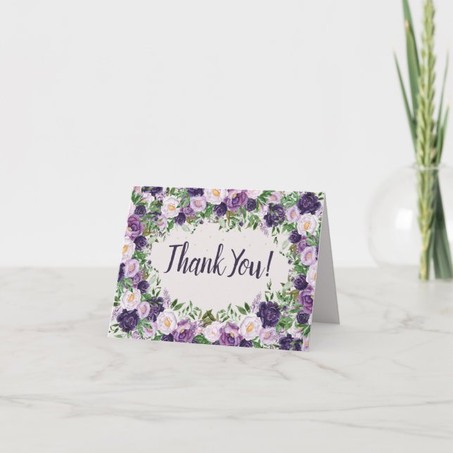 Carte De Remerciements Purple Peonies Floral Women's Birthday Welcome  (Devant)