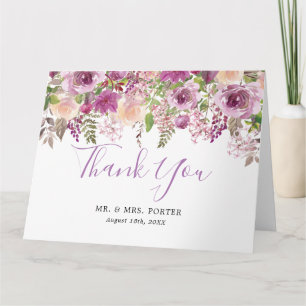 Carte De Remerciements Purple Watercolor Floral Wedding Thank You Note
