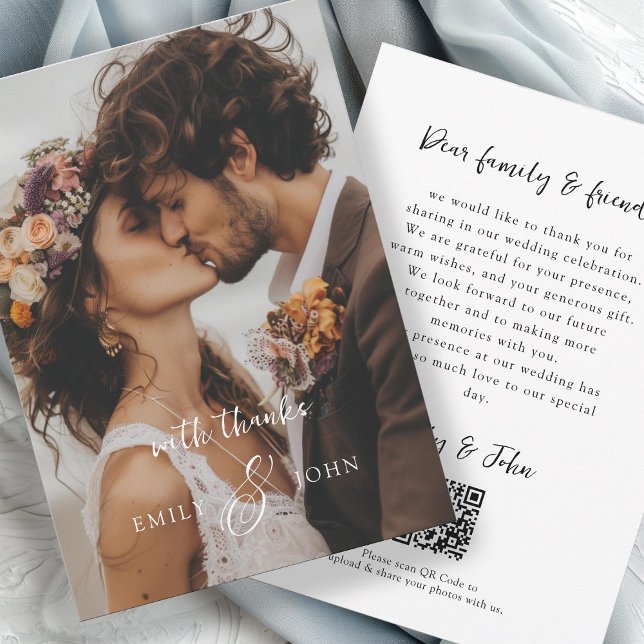 Carte De Remerciements QR-Code, Moderne, Ampersand, Police Script, 1 Phot (Créateur téléchargé)