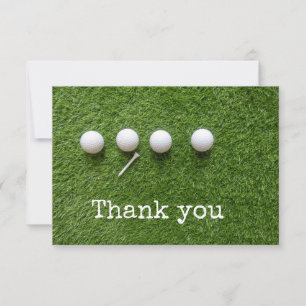Carte De Remerciements Quatre balles de golf avec tee sur gazon vert