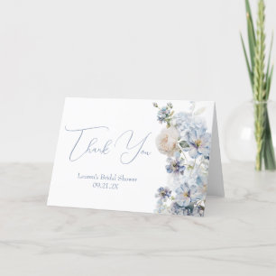 Carte De Remerciements Quelque Chose de Bleu Fleurs Mariage Shower