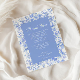 Carte De Remerciements Quelque chose de bleu floral pour mariage français