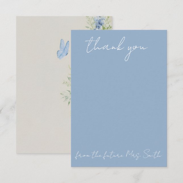 Carte De Remerciements Quelque Chose d'Hortensia Bleu (Devant / Derrière)
