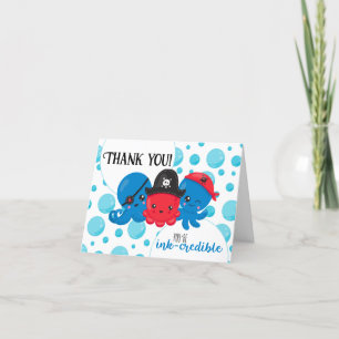 Carte De Remerciements "Qu'est-ce que Kraken" Anniversaire Enfant Pirate 