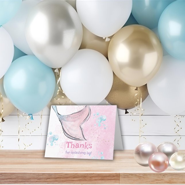 Carte De Remerciements Queue de sirène à l'aquarelle rose et violet (Créateur téléchargé)